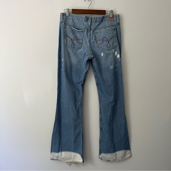 Vintage Mudd Flare Low Rise Blue Jeans Distressed Hippie Boho Y2K Festival 11 - Picture 6 of 12